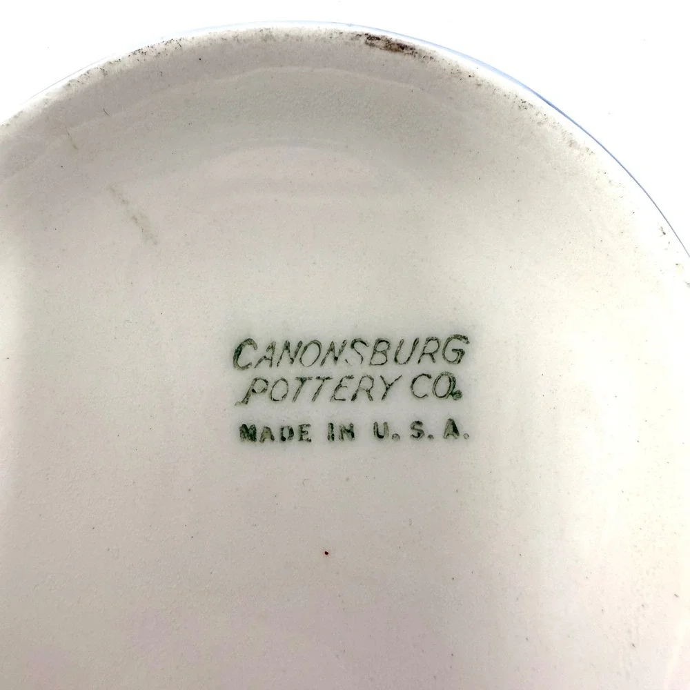 Canonsburg Pottery‎ Bonnie Blue Sugar Bowl + Lid Blue Floral Pattern Made USA